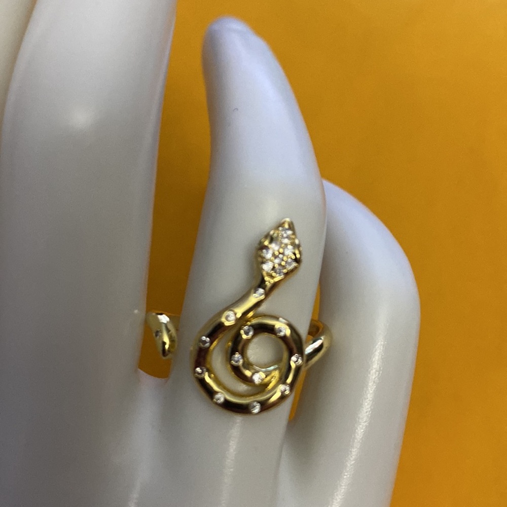 Ring snake,with gold bath 14k and zircon
